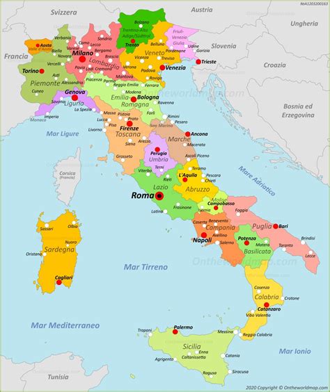 Mappa dell'Italia con evidenziate le principali città calcistiche