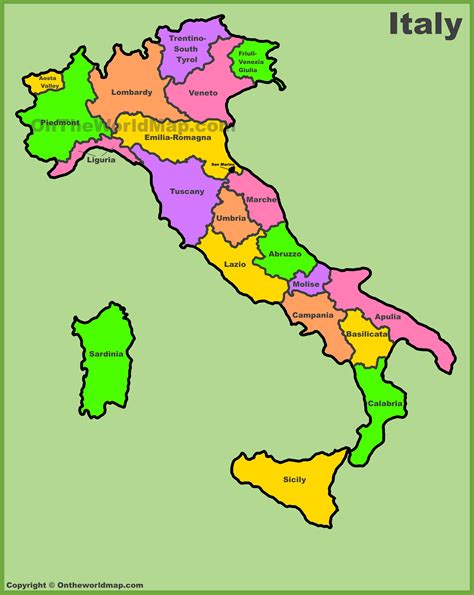 Mappa delle regioni italiane con tracciati di cronoscalata