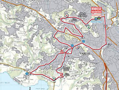 Mappa del percorso del mondiale di ciclismo 2008 a Varese