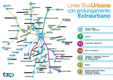 Mappa dei trasporti pubblici di Parma
