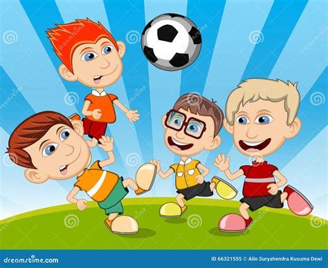 Illustrazione di bambini che giocano a calcio