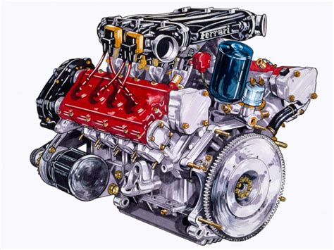 Dettaglio di un motore Ferrari d'epoca
