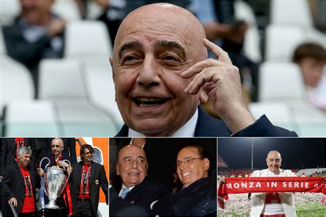 Adriano Galliani con trofei del Milan e del Monza