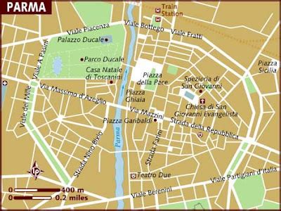Mappa di Parma con indicazione della Via Farini
