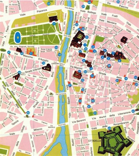 Mappa di Parma con i principali luoghi musicali
