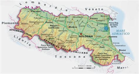 Mappa dell'Emilia-Romagna con evidenziate le aree agricole