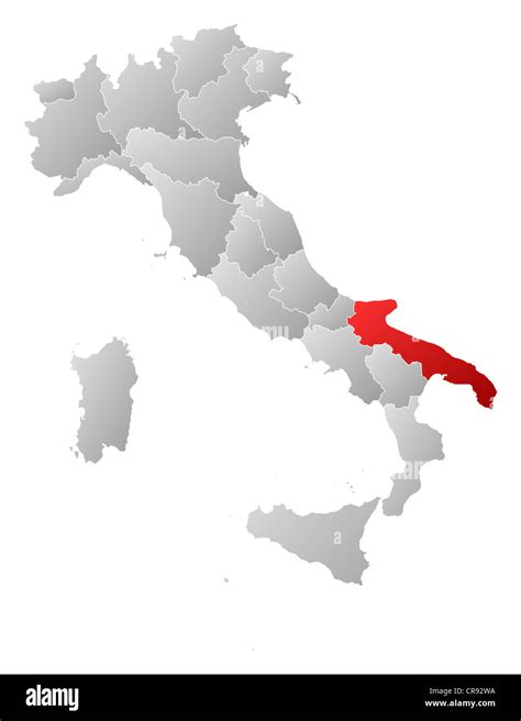 Mappa Italia con evidenziata Puglia e Lecce