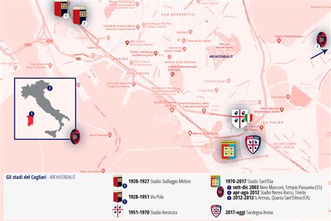Mappa degli stadi italiani dove Ligabue ha suonato nel corso della sua carriera