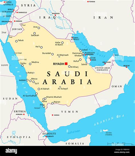 Mappa dell'Arabia Saudita con indicate le città di Riyadh e Jeddah