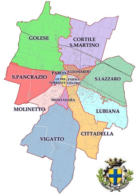 Mappa delle frazioni del comune di Parma