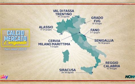 Mappa delle tappe del tour estivo di Calciomercato - L'Originale